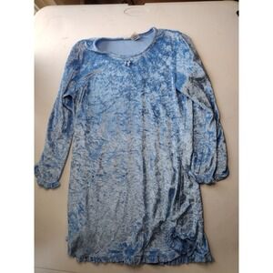 Girls Blue Velvet moons Nightgown‎ Sleepwear Size L Long Sleeve Ruffle Trim